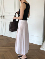 PLEATED MIDI SKIRT IVORY