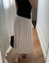 PLEATED MIDI SKIRT IVORY