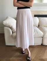 PLEATED MIDI SKIRT IVORY