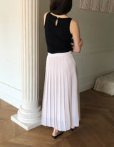 PLEATED MIDI SKIRT IVORY