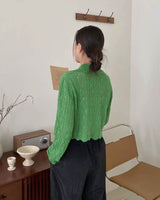POINTELLE CARDIGAN KELLY GREEN