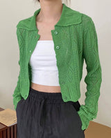 POINTELLE CARDIGAN KELLY GREEN