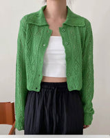 POINTELLE CARDIGAN KELLY GREEN