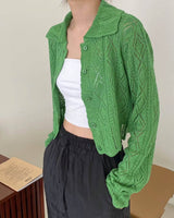 POINTELLE CARDIGAN KELLY GREEN