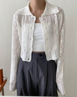 sanna ny pointelle cardigan ivory