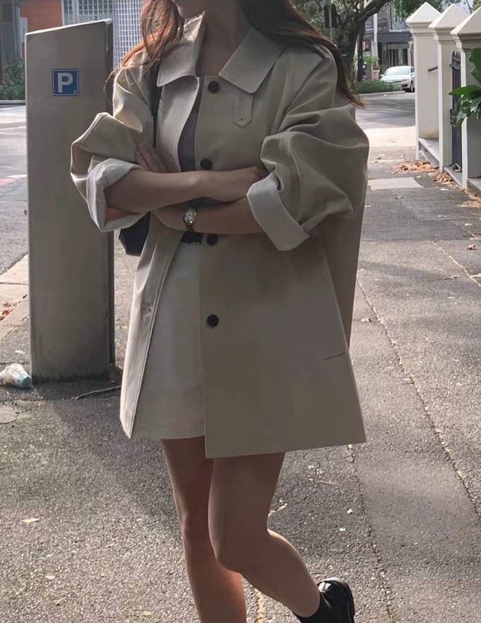 KALIN SHORT TRENCH LIGHT BEIGE – SANNA New York