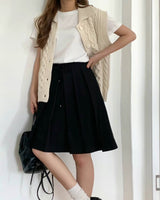 Chunky Cable Knit Buttoned Vest Ivory