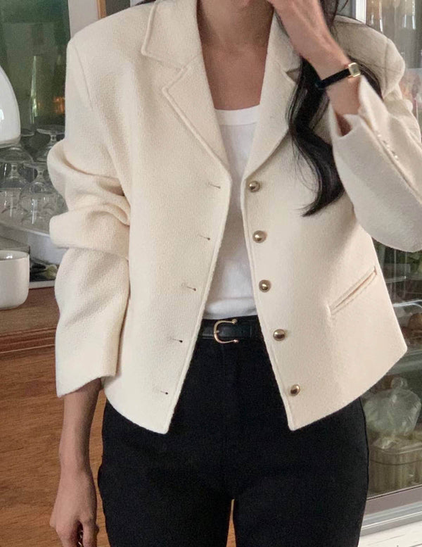 SACHI WOOL ALPACA CROP BLAZER IVORY