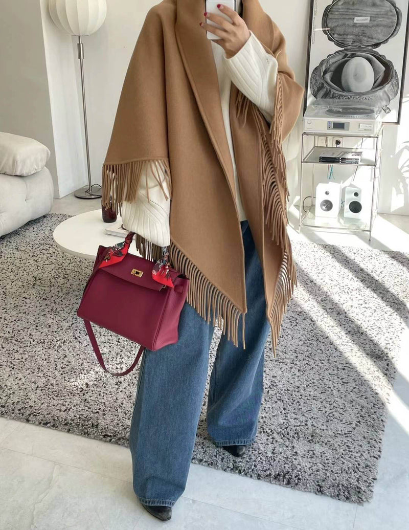 WOOL FRINGE SHAWL
