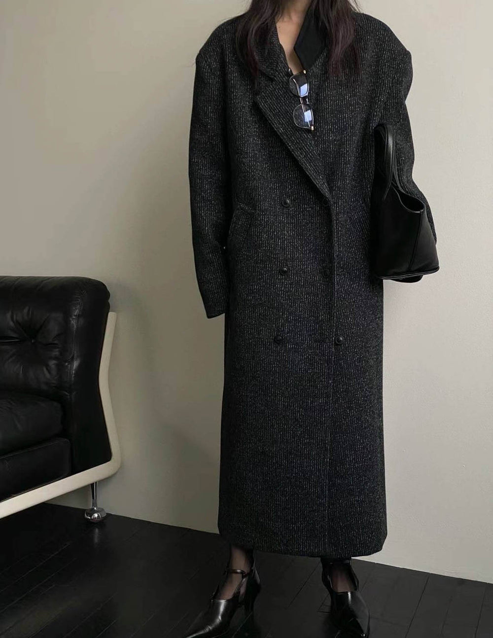 SAIRA MARLED WOOL OVERCOAT DARK CHARCOAL – SANNA New York