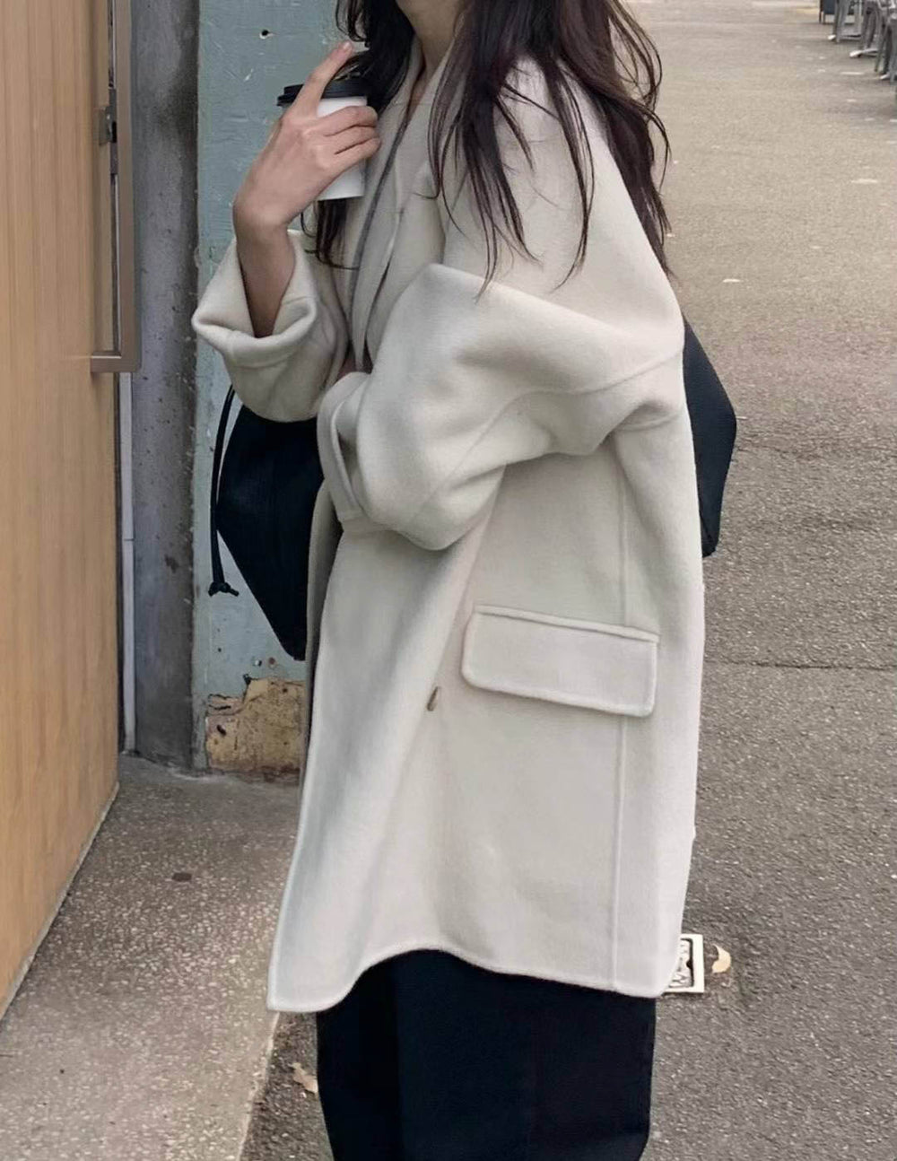 【OUNCE】 cashmere half handmade coat ounce Cashmere half coat