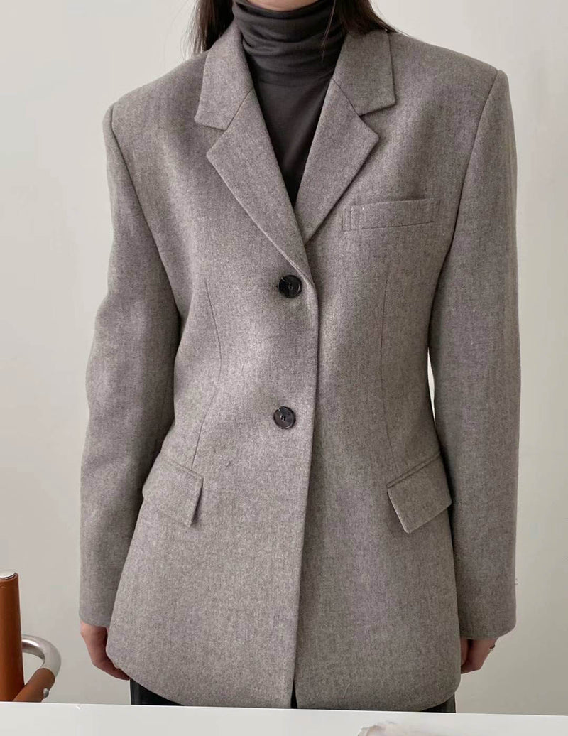 SANNA NY TAILORED WOOL BLAZER SOFT GREY