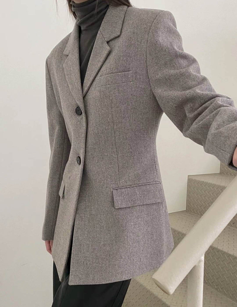 TAILORED WOOL BLAZER SOFT GREY