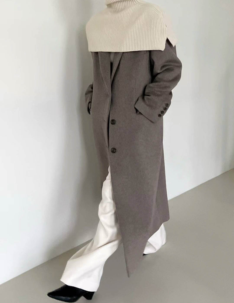 BEATRICE WOOL OVERCOAT BEIGE GREY