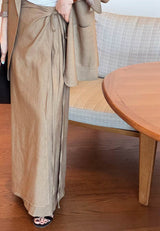 LINEN SKIRT WITH WRAP OVERLAY