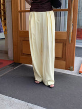 ARDEN PLEATED LINEN TROUSERS SOFT YELLOW