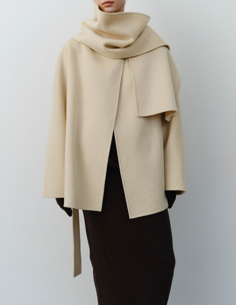 AVERY COAT WITH SCARF IVORY