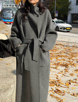 sanna ny faye high collar coat grey