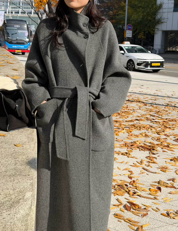 sanna ny faye high collar coat grey