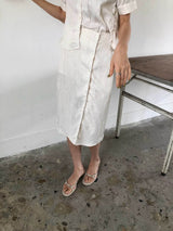 TEXTURED SATIN SKIRT IVORY