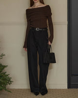 RUCHED OFF SHOULDER KNIT