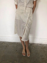 TEXTURED SATIN SKIRT IVORY
