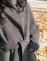 FAYE WOOL FUNNEL NECK COAT GREY