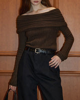 RUCHED OFF SHOULDER KNIT