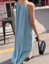 SWING HALTER DRESS BLUE