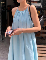 SWING HALTER DRESS BLUE