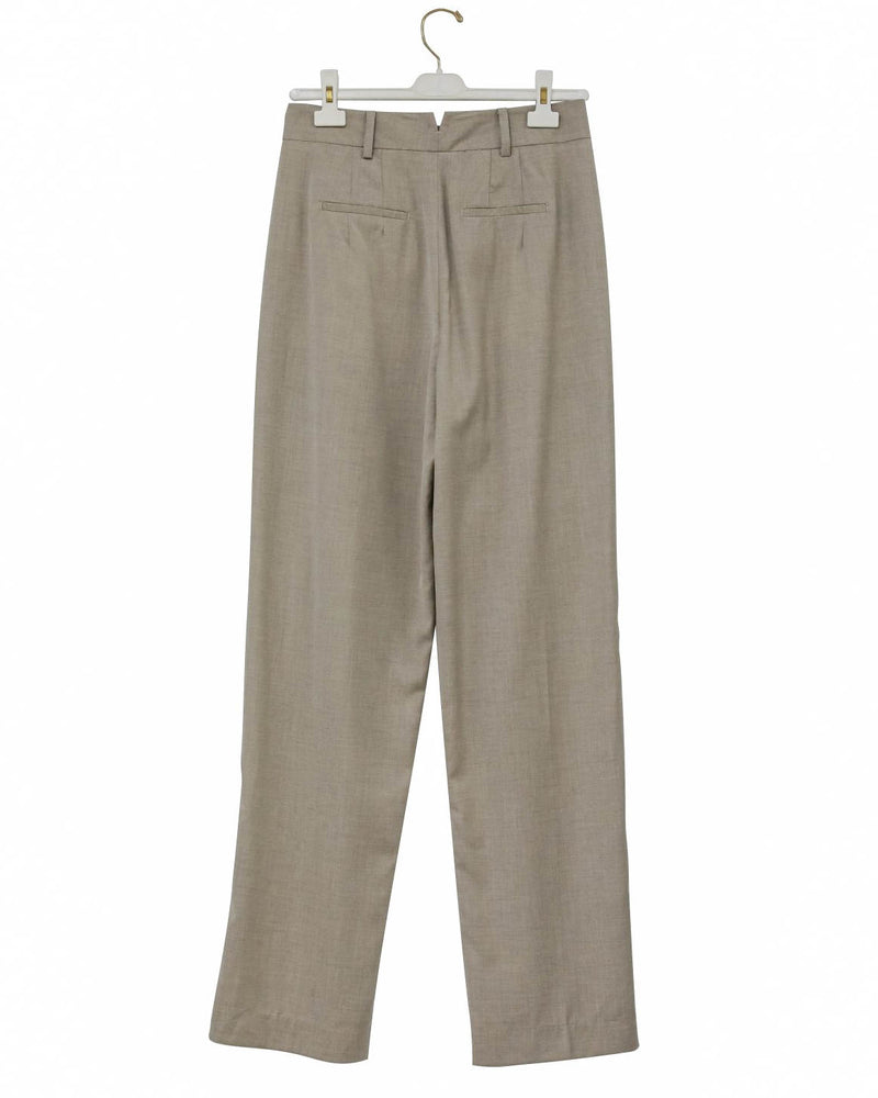 PLEATED WIDE LEG TROUSERS ASH BEIGE