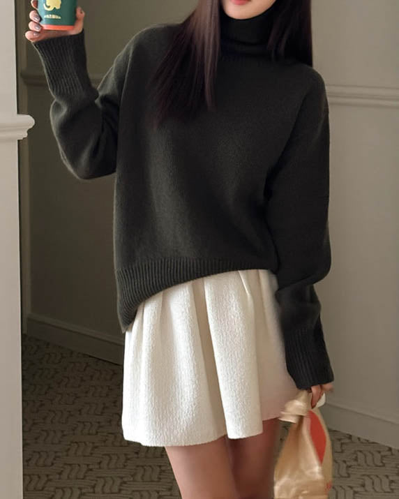 SANNA NY MARE WOOL BLEND TURTLENECK HUNTER GREEN