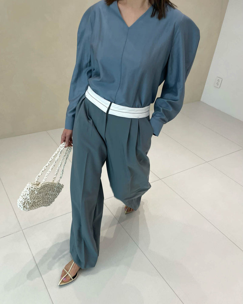 SEAMED WAISTBAND TROUSERS GRAPHITE