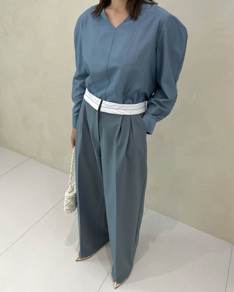 SEAMED WAISTBAND TROUSERS GRAPHITE