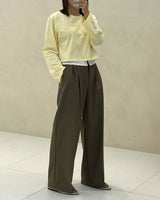 SEAMED WAISTBAND TROUSERS CHESTNUT
