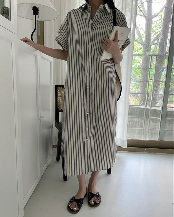 Sanna NY Stripe Shirt Dress Black