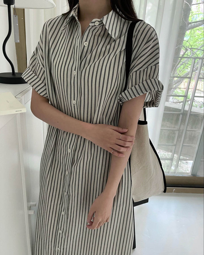 STRIPE SHIRT DRESS