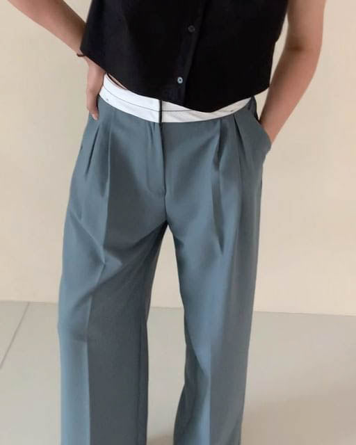 SEAMED WAISTBAND TROUSERS GRAPHITE