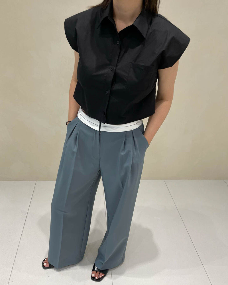 SEAMED WAISTBAND TROUSERS GRAPHITE