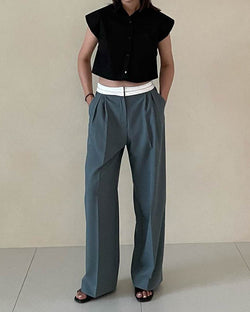 SANNA NY SEAMEED WAISTBAND TROUSERS GRAPHITE
