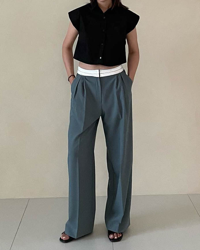 SANNA NY SEAMEED WAISTBAND TROUSERS GRAPHITE