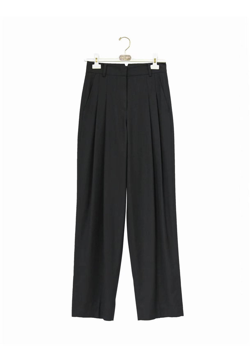 PLEATED WIDE LEG TROUSERS BLACK – SANNA New York