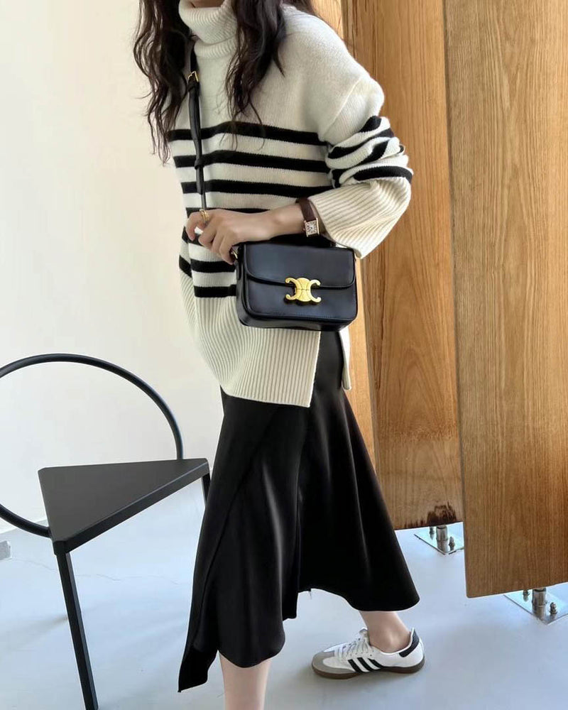 PORTO STRIPE TURTLENECK IVORY