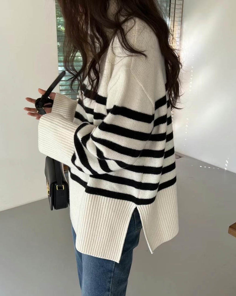 PORTO STRIPE TURTLENECK IVORY