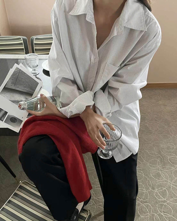 SANNA NY SOFT GREY STRIPE SHIRT