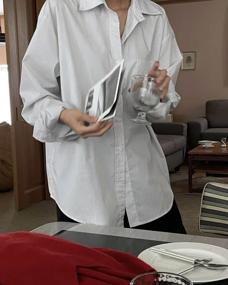 SOFT GREY STRIPE SHIRT