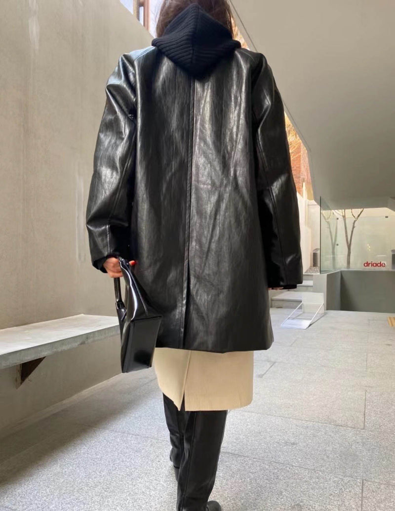 Pia Faux Leather Jacket Black