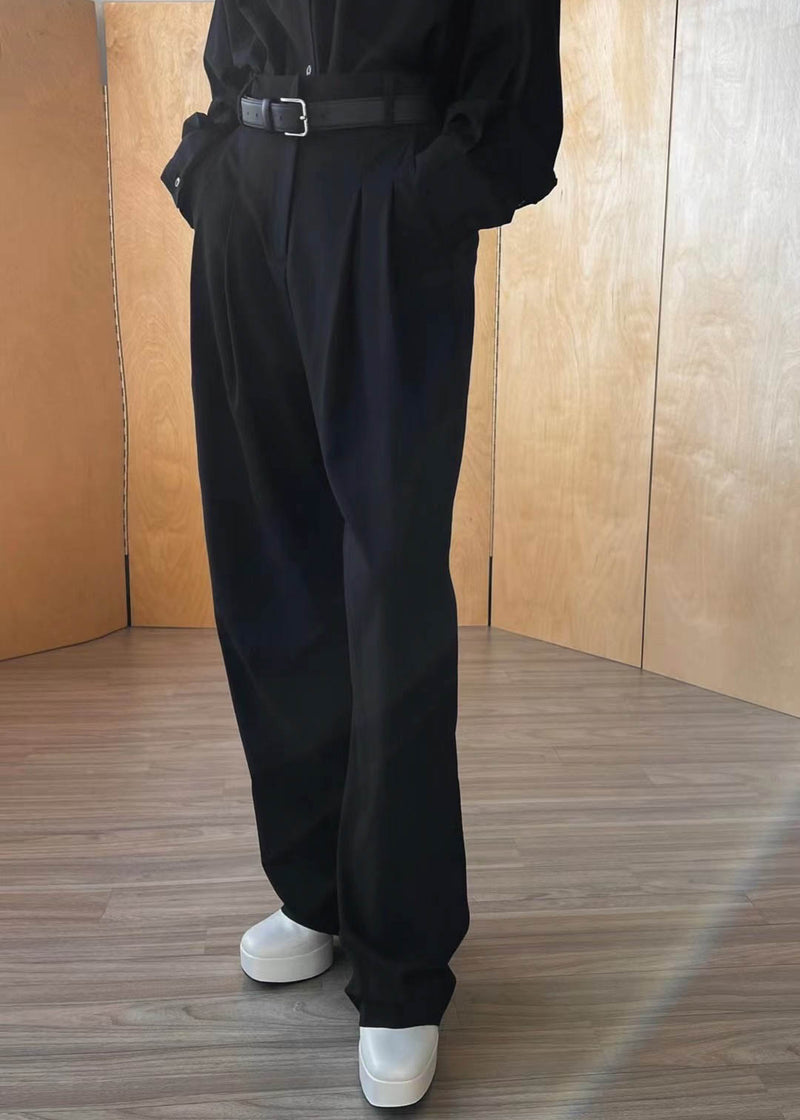 PLEATED WIDE LEG TROUSERS BLACK – SANNA New York