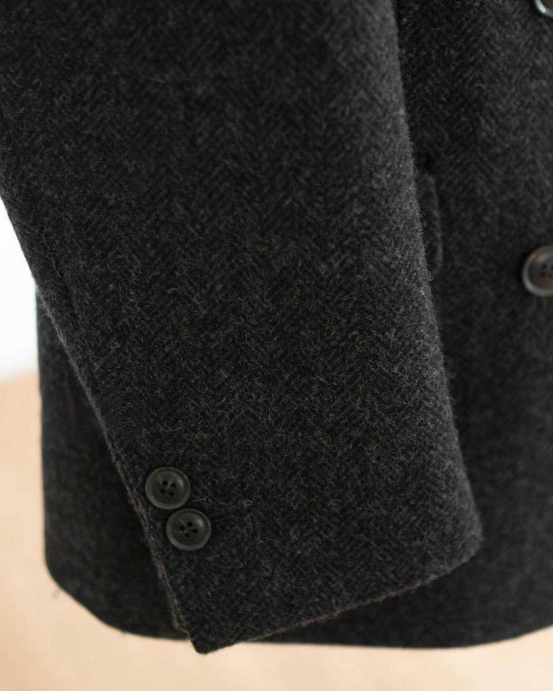 CHARCOAL HERRINGBONE WOOL BLAZER JACKET