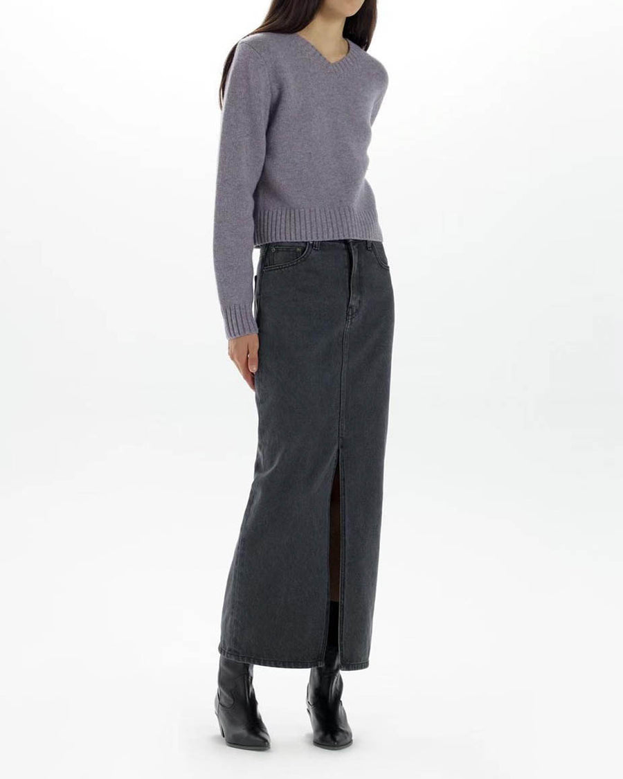 ◆ojos◆ Mermaid Slit Denim Skirt Grey 24SS-SK01-GR Women's Denim midi skirt with slit | Grey | Diesel